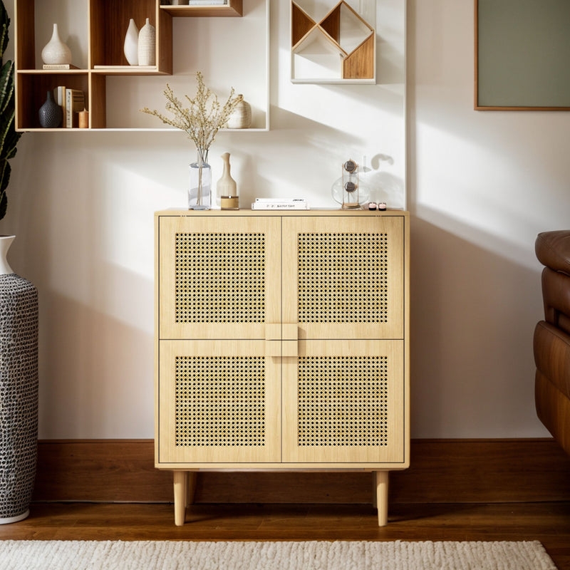 Contour & Co. | Rattan Mesh Entryway Storage Accent Cabinet - Image 0