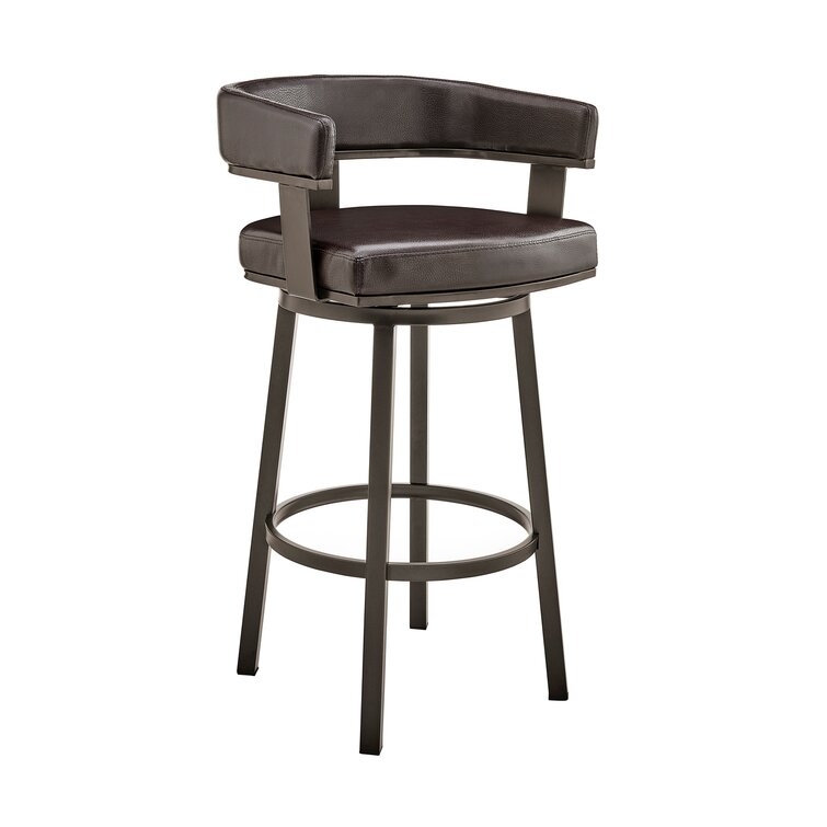 Hollie-May Swivel Counter/Barstool with Arms in Metal and Faux Leather - Image 0