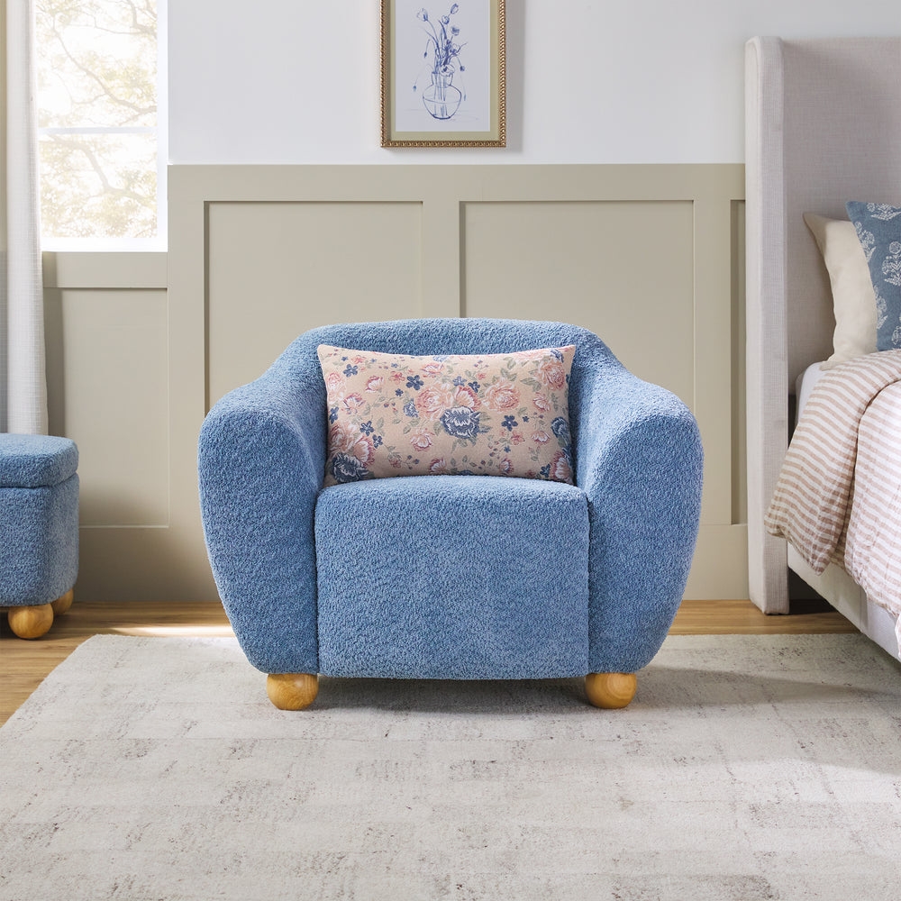 Linley Contemporary Boucle Easy Assembly Upholstered Small Accent Chair - Image 1