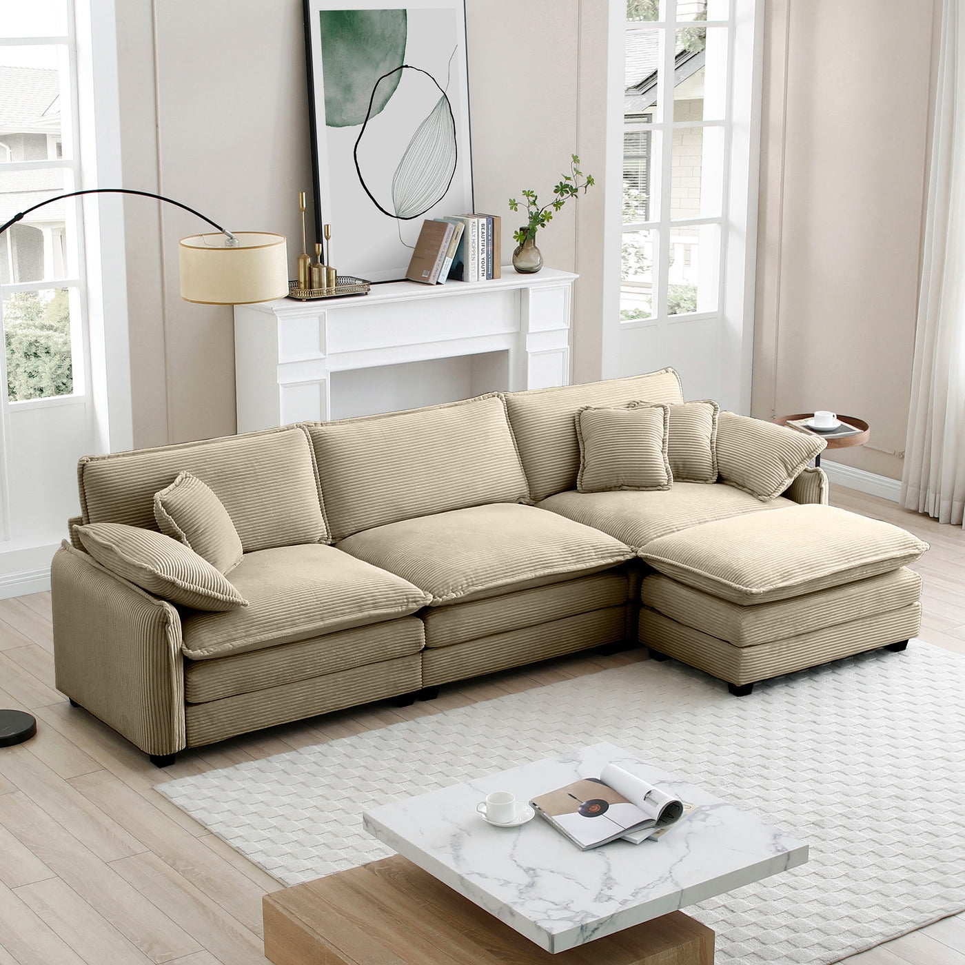 Contour & Co. | Corduroy Cloud Couch with Ottoman - Image 0