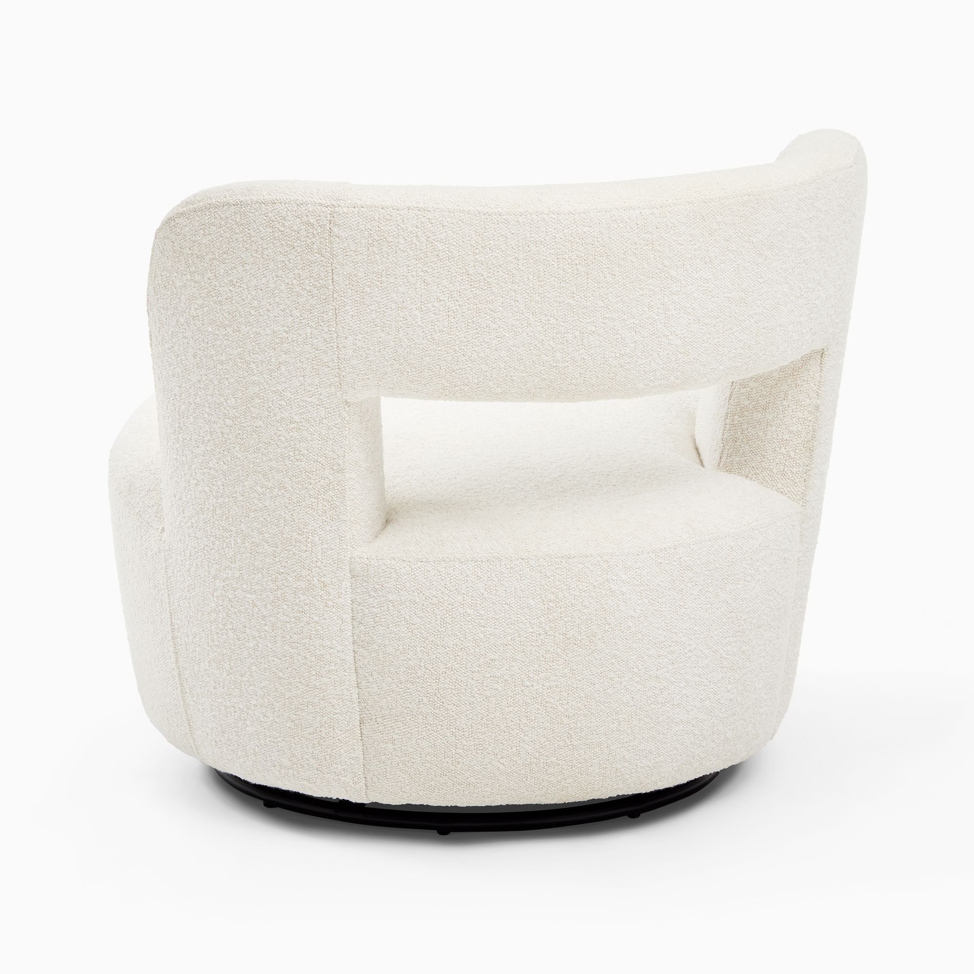 Millie Swivel Chair, Poly, Chunky Boucle, White, Concealed Supports - Image 5