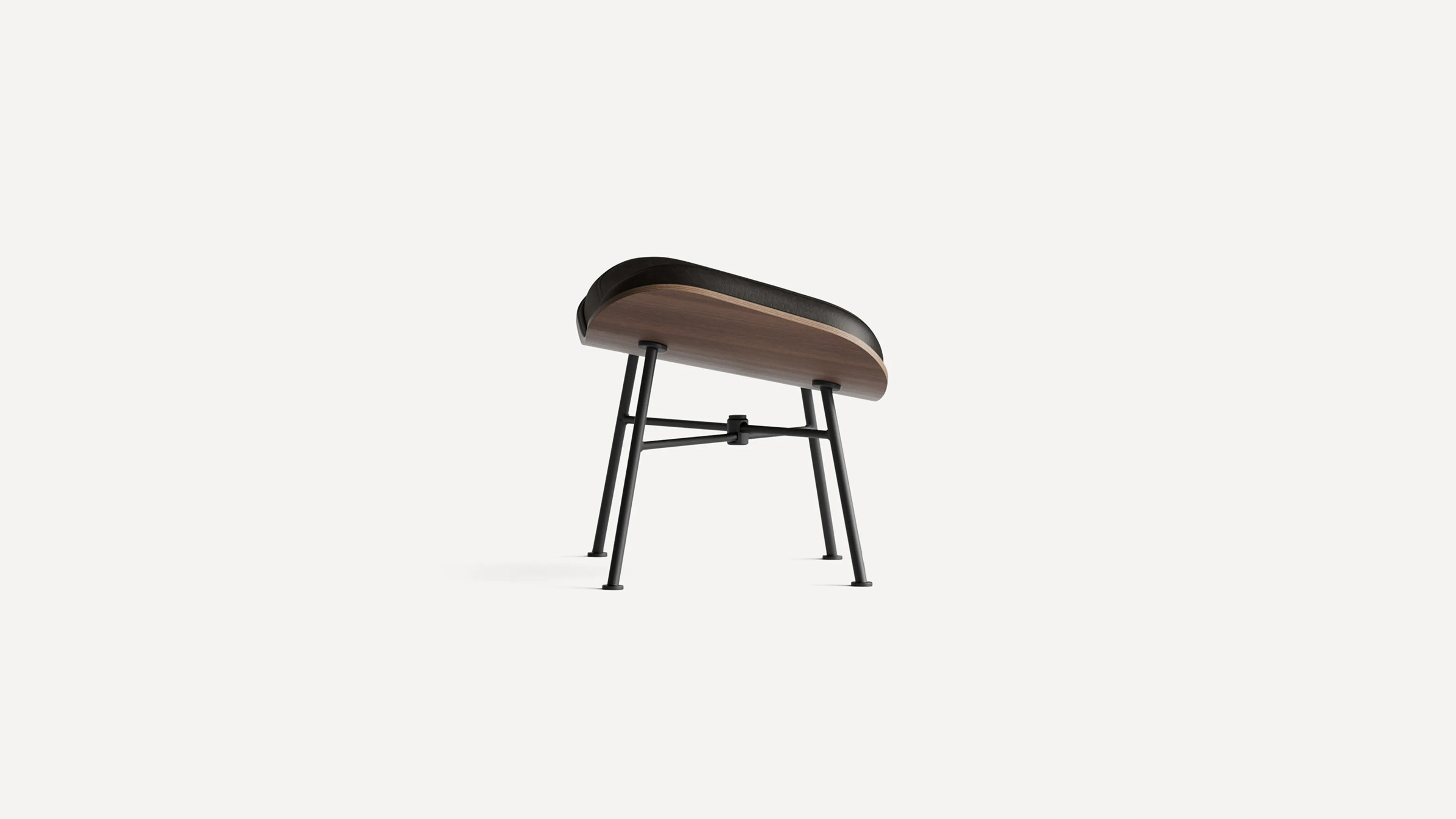 Vesper Leather Ottoman - Slate Leather/Walnut - Image 1