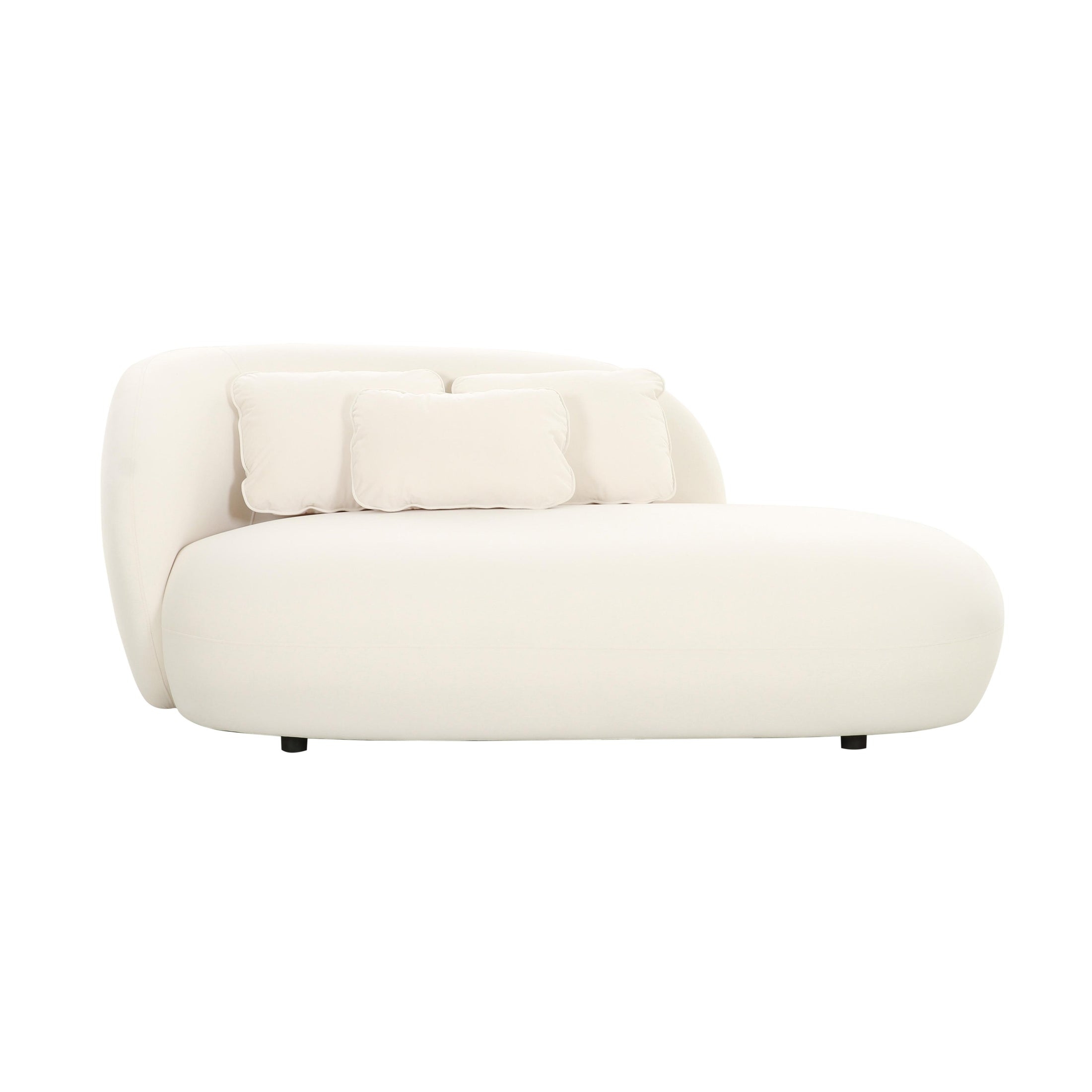 Galet Cream Velvet Chaise - Image 0