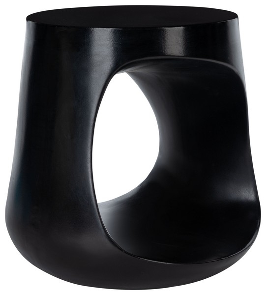 Vikki Concrete Accent Stool - Black - Safavieh - Image 2