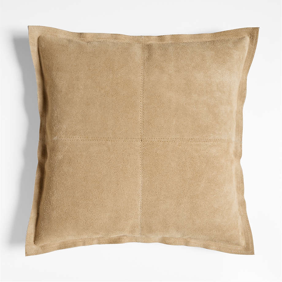 Hyde Pieced Suede 23x23 Camel Tan Throw Pillow with Down-Alternative Insert - Image 0