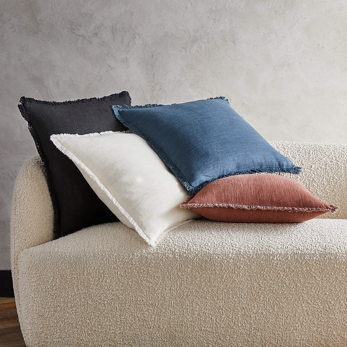 Eyelash Blue Linen Throw Pillow with Down-Alternative Insert 20" - Image 3