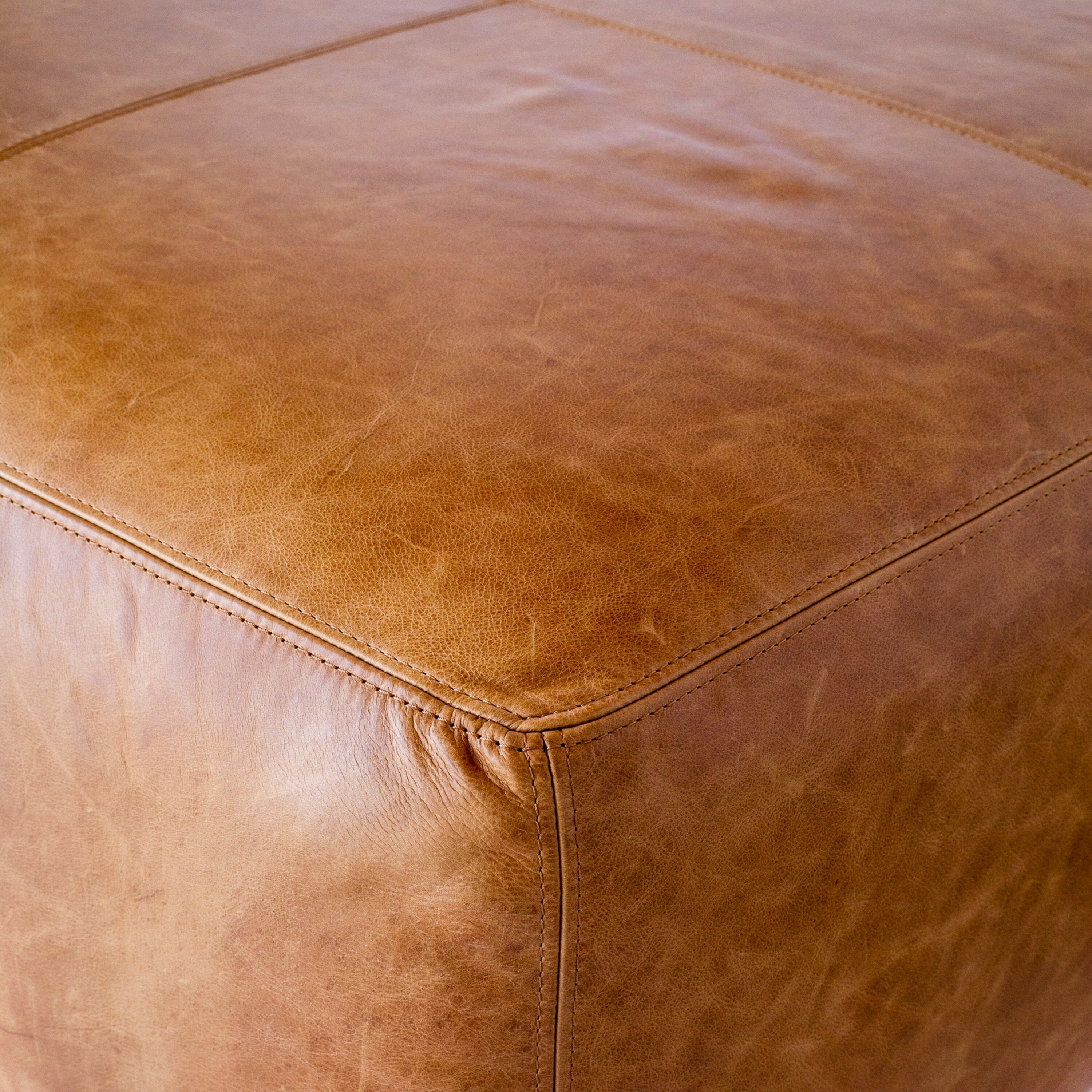 Heafield Square 35" Wide Full-Grain Genuine Italian Leather Ottoman - Image 5