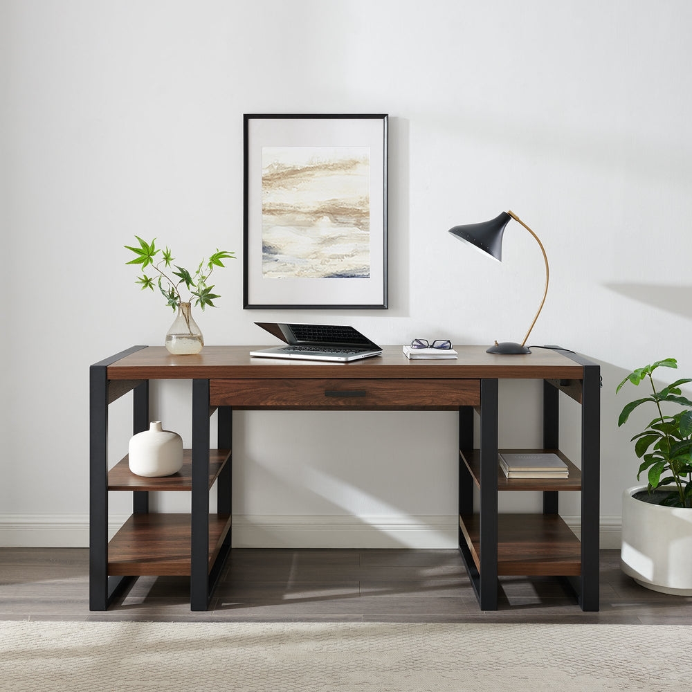 60" Wood Computer Desk - Dark Walnut - Image 1