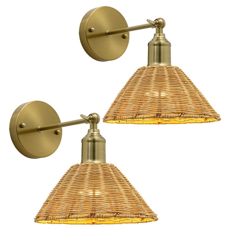 Rattan Battery Operate Wall Sconce - Image 0
