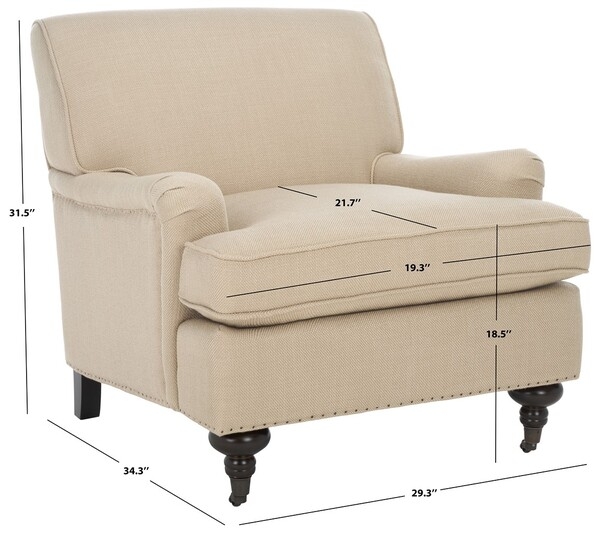 Chloe Club Chair - Beige/Espresso - Safavieh - Image 4