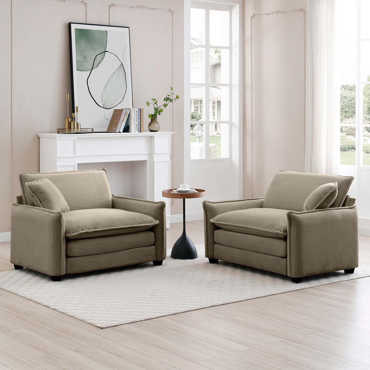 Contour & Co. | Corduroy Cloud Deep Seated Accent Sofa Chairs - Image 0