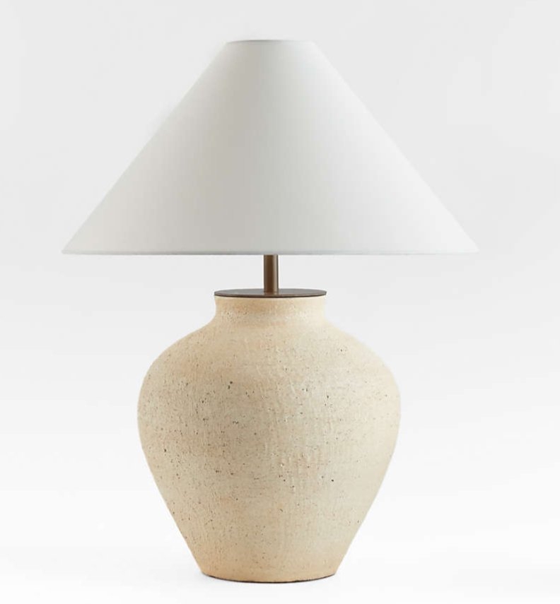 Corfu Cream Table Lamp with Linen Taper Shade - Image 0