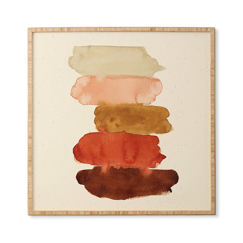 Watercolor Swatches Rust Brown by Pauline Stanley - Framed Wall Art Bamboo 30" x 30" - Image 0