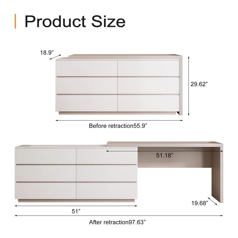 Amaly Expandable Dresser Desk Combo with Drawers - Image 2