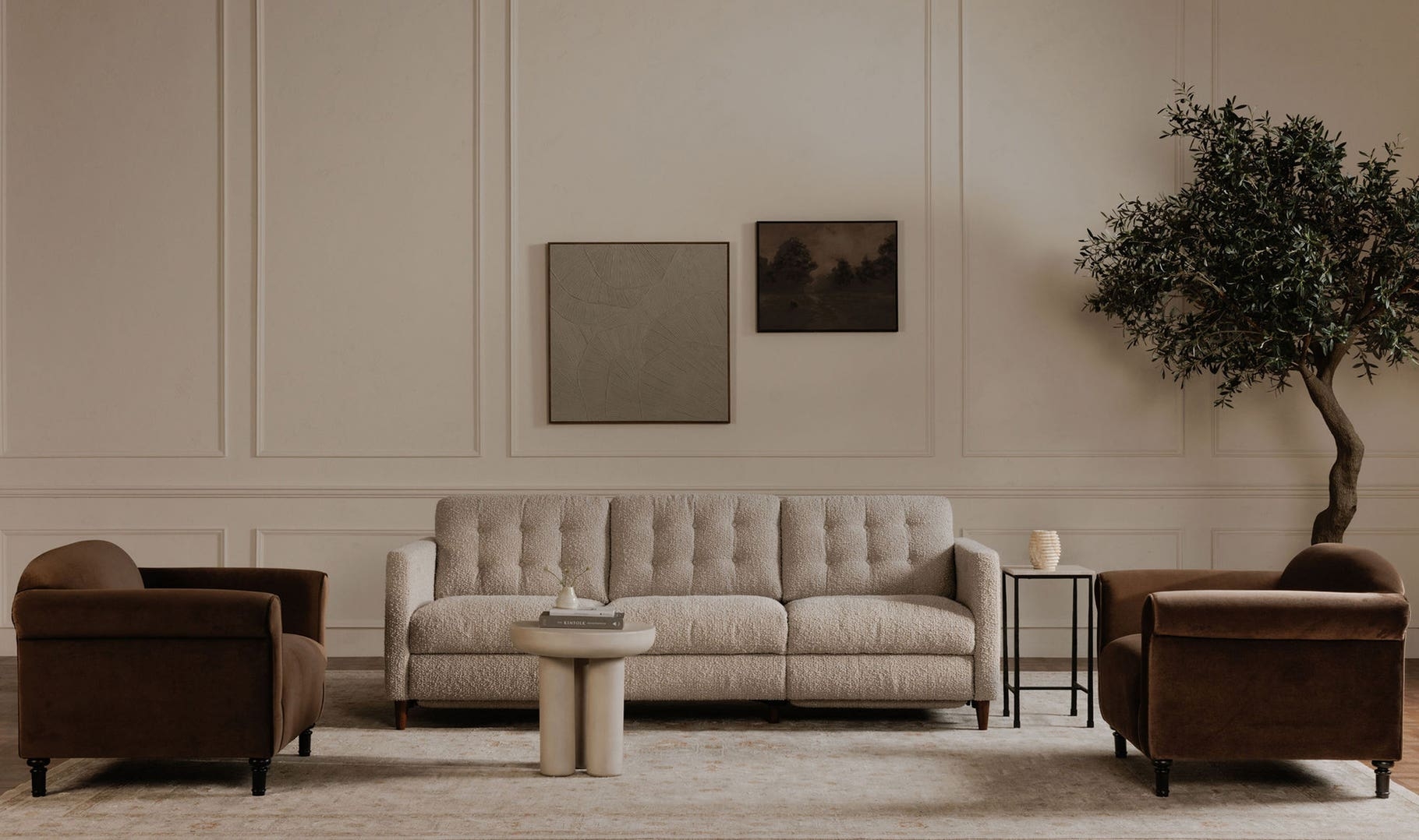 Flutter Framed Painting Cool Beige - Image 1