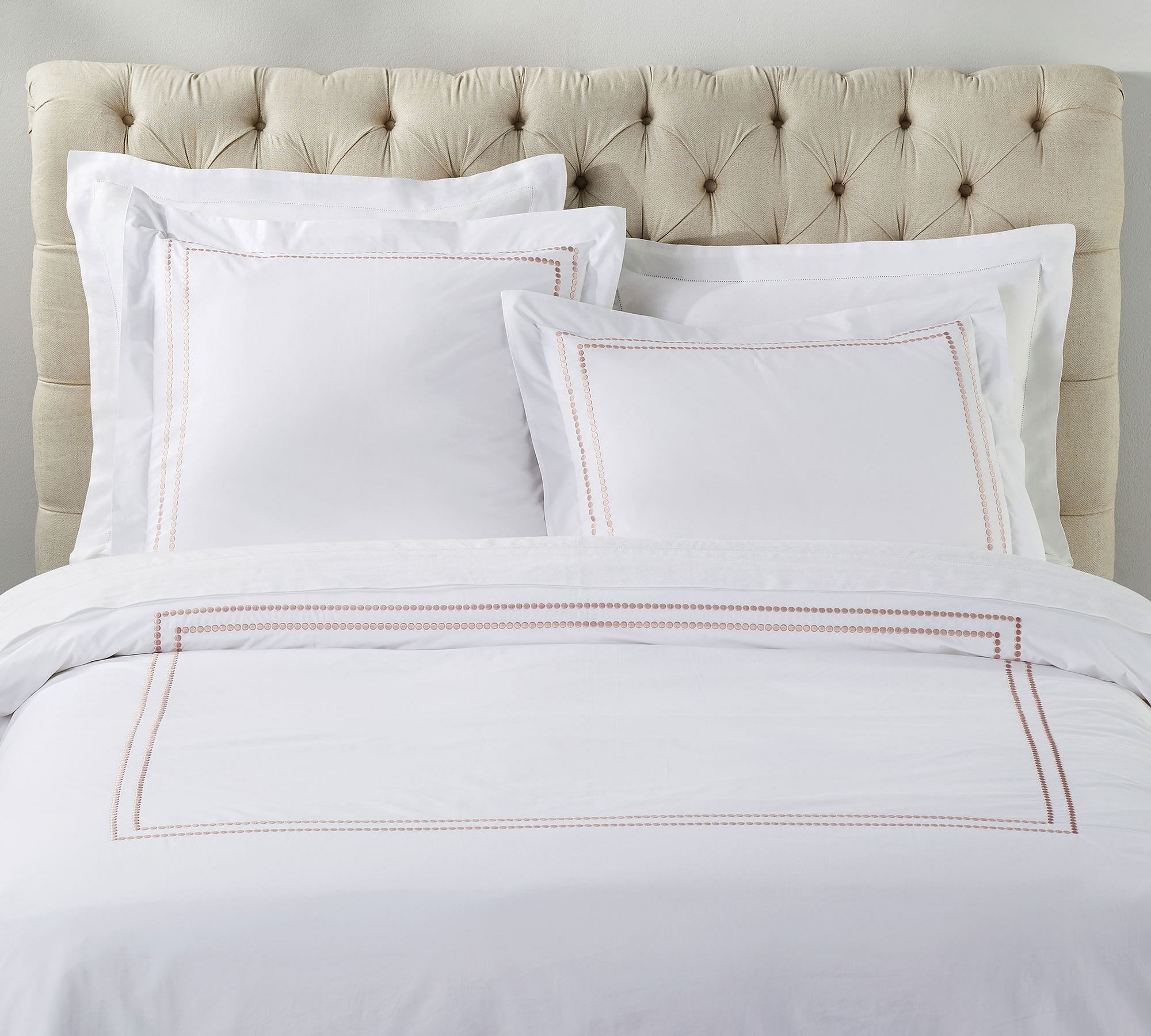 Pearl Organic Percale Duvet Cover, Full/Queen, Soft Rose - Image 0