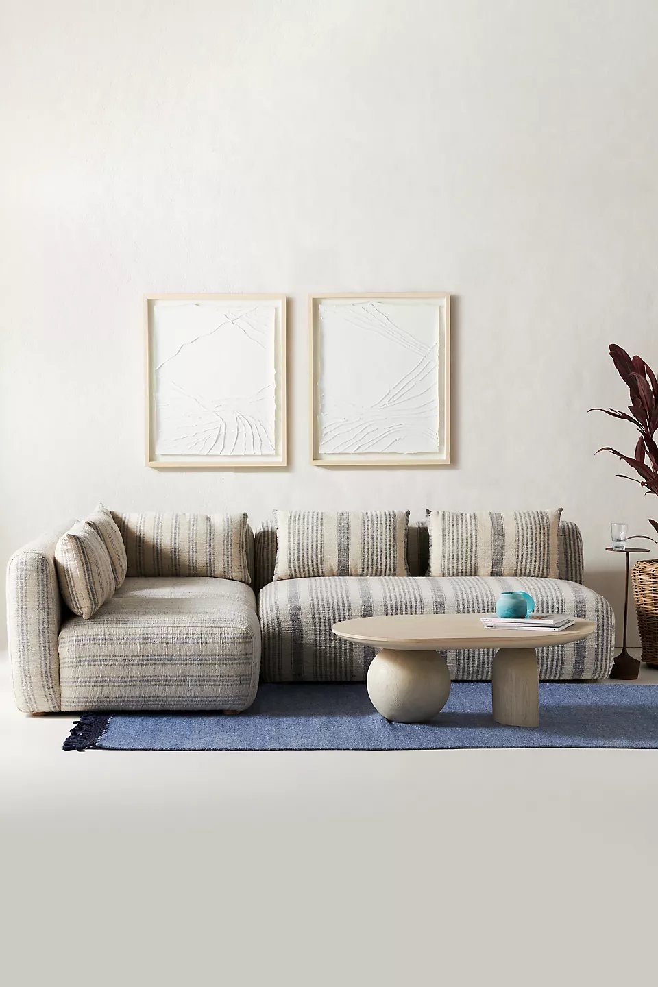Boro Stripe Kori Modular, Armless Chair + Corner Chair + Armless Sofa - Image 0