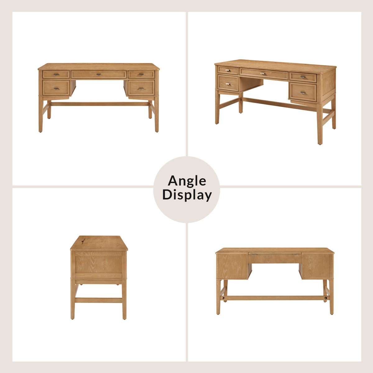 Hoai 55'' W Rectangular Computer Desk with Hidden Drawers and Solid Wood Legs - Image 1