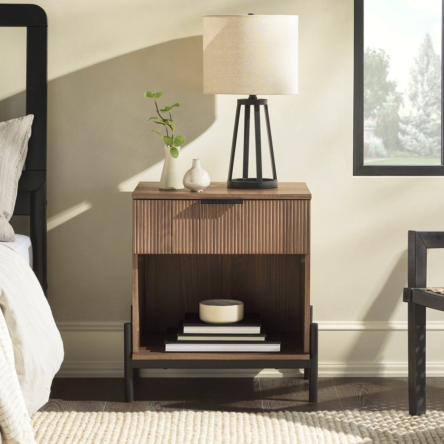 Paris Modern Scandinavian Reeded Nightstand - Image 0