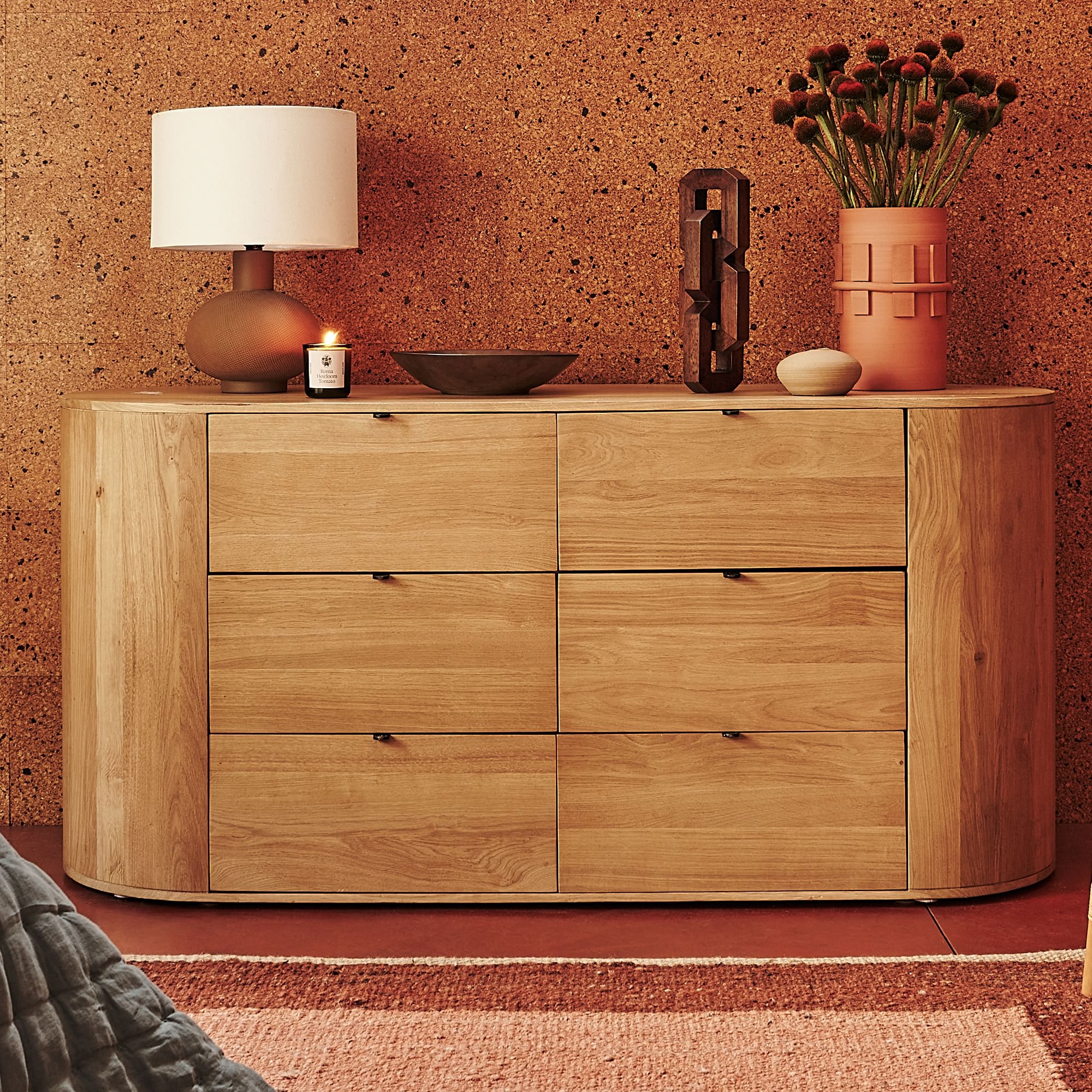 Modern (66") Round Dresser ,Solid Oak - Image 3