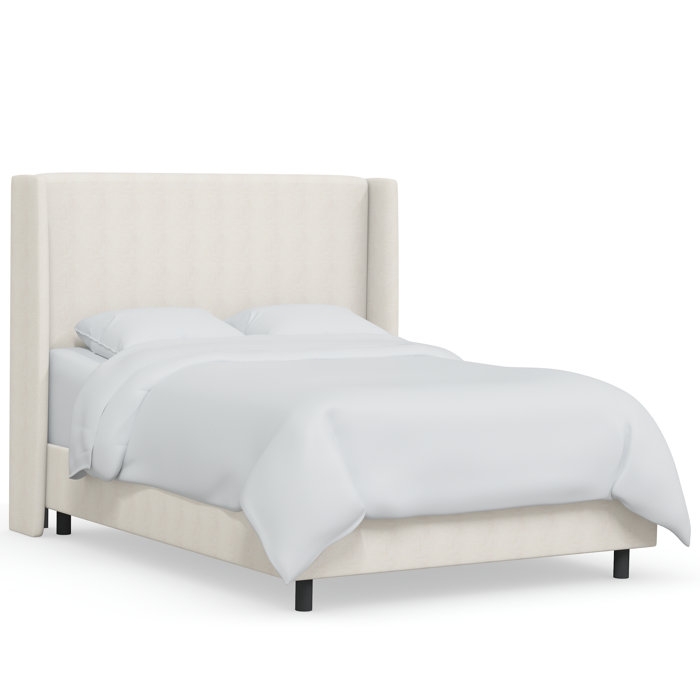 Tilly Upholstered Low Profile Queen Bed, White Performance - Image 1