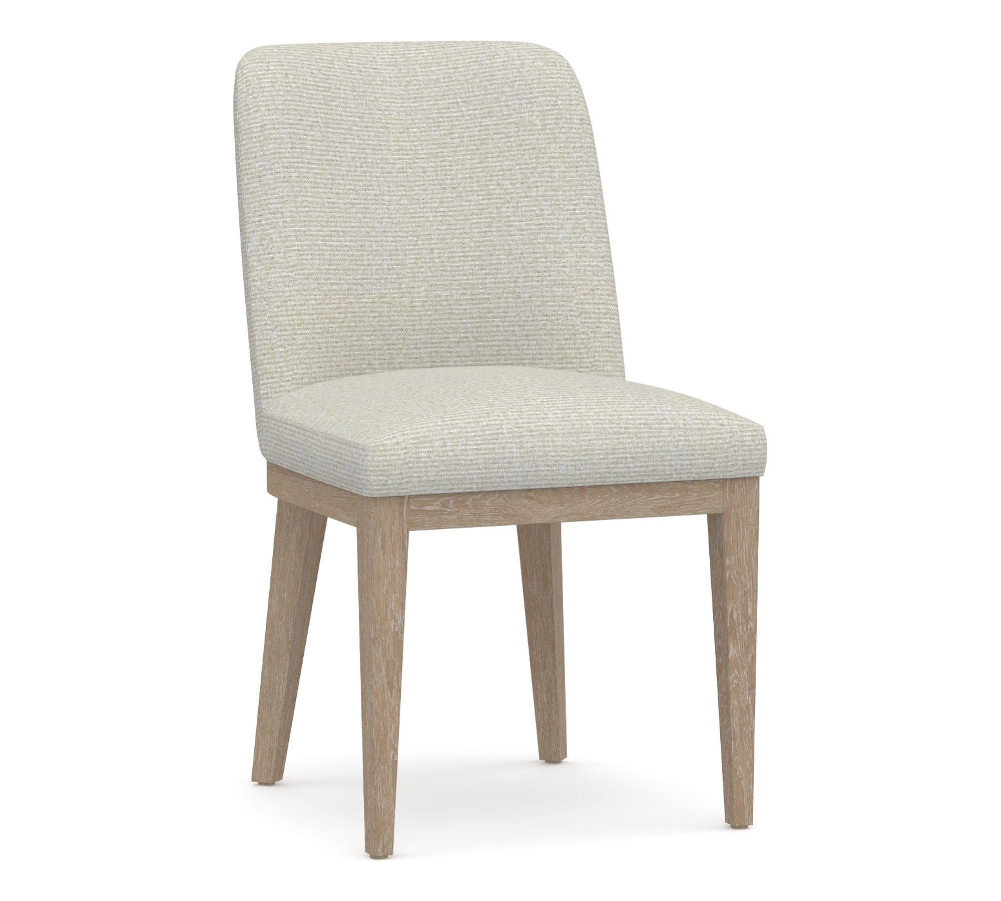 Layton Upholstered Side Dining Chair, Seadrift Legs, Performance Heathered Basketweave Dove - Image 1