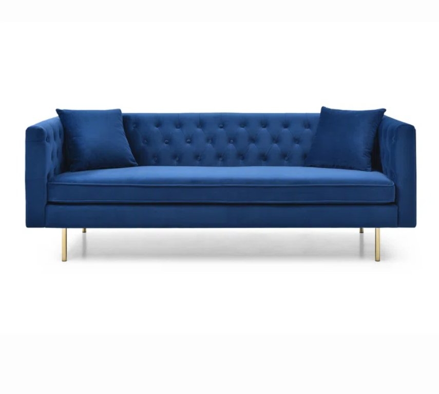 Dario 79" Velvet Rolled Arm Chesterfield Sofa with Reversible Cushions - Image 0