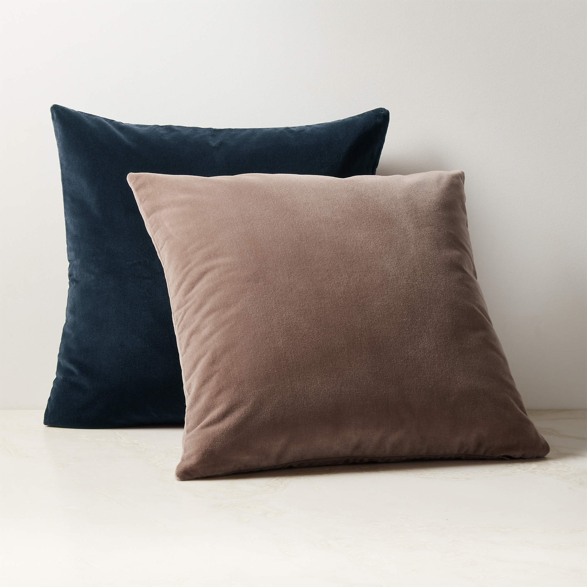 Vinette Brown Merino Wool and Velvet Throw Pillow with Feather-Down Insert 23"x23" - Image 3