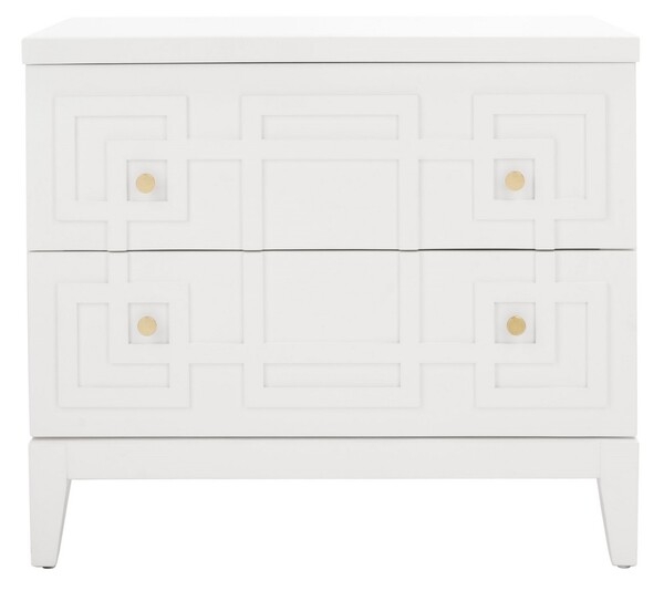 Luiza 2 Drawer Nightstand - White / Gold - Safavieh - Image 0