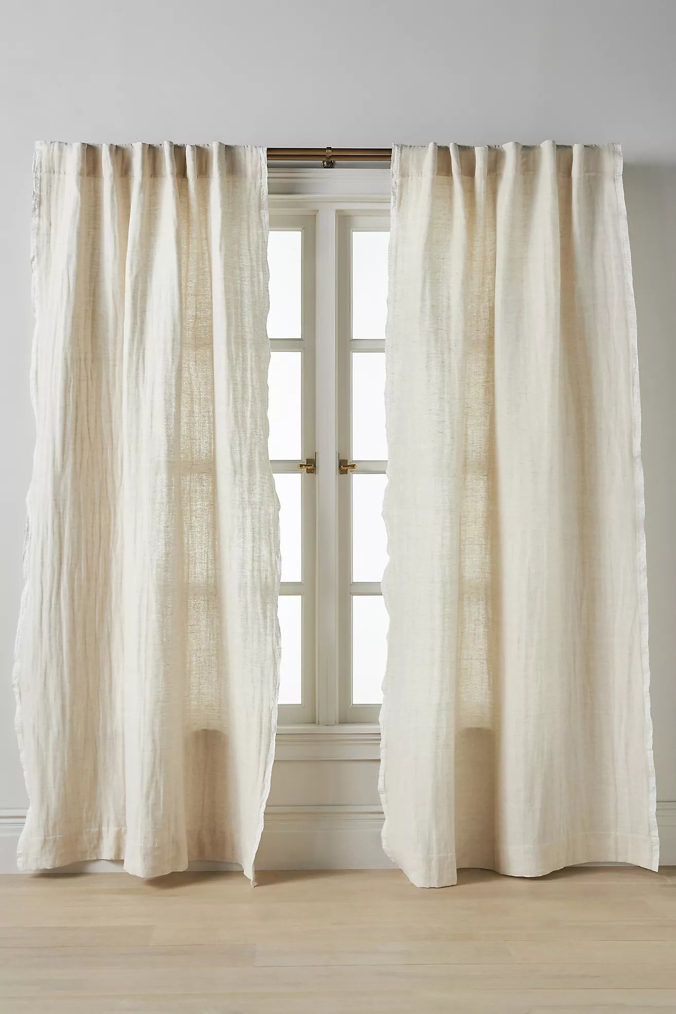 Linen Cotton Fringed Stripe Trim Curtain - Image 0
