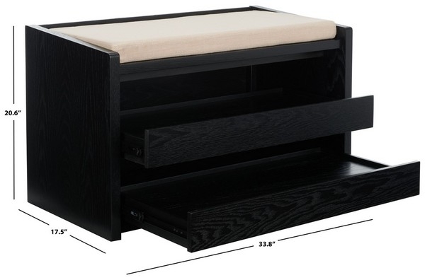 Percy Storage Bench - Black / Beige - Safavieh - Image 3