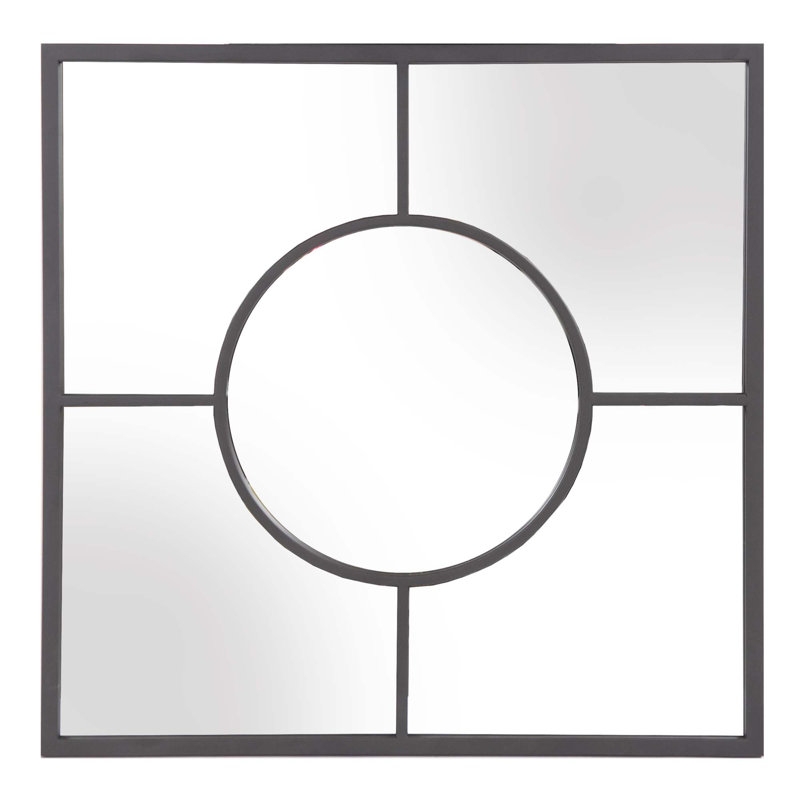 Graphite Geometric Design Square Metal Wall Mirror - Image 0