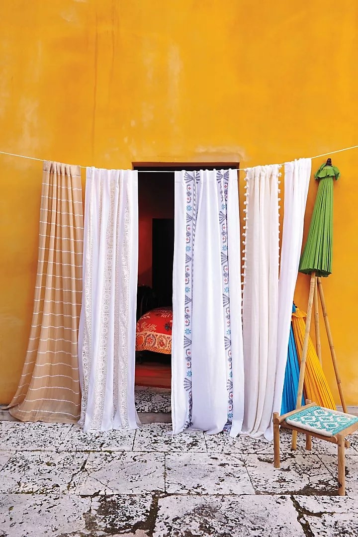 Pom Tassel Curtain - Cream - 96"x50" - Image 2