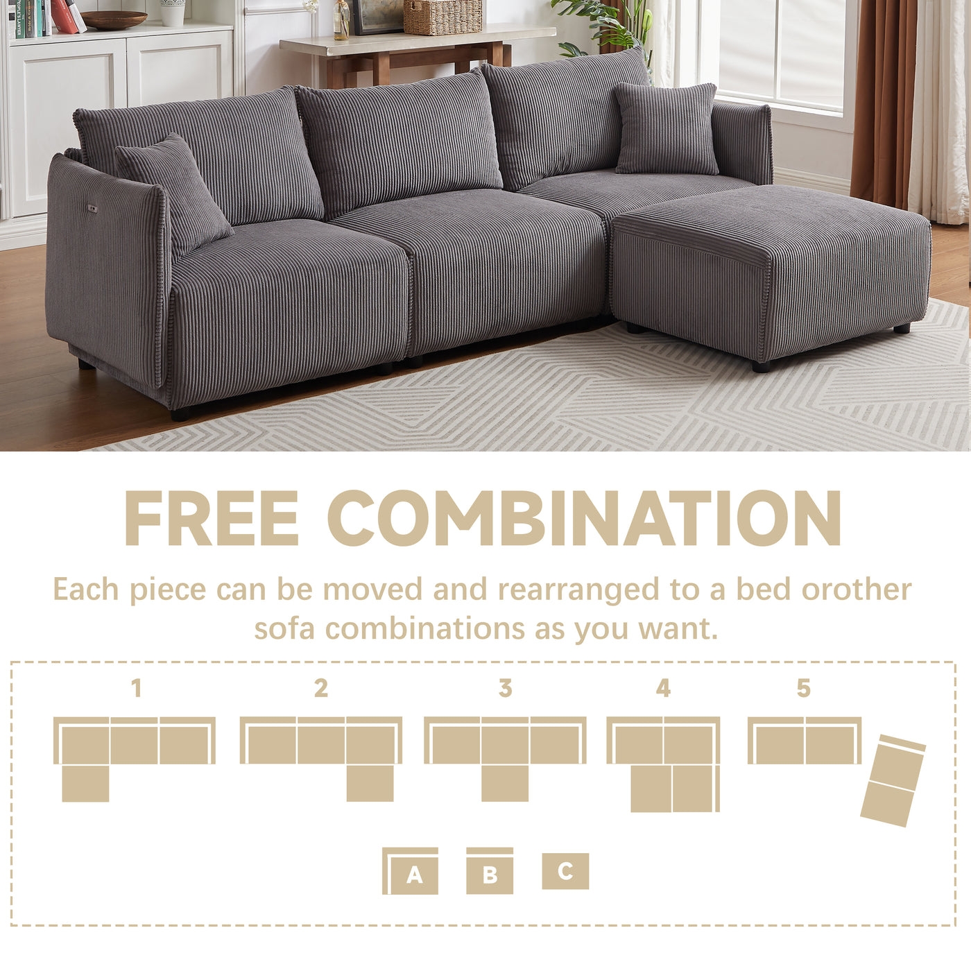 Contour & Co. | Minimalist Modular Cloud Couch with Chaise - Image 4