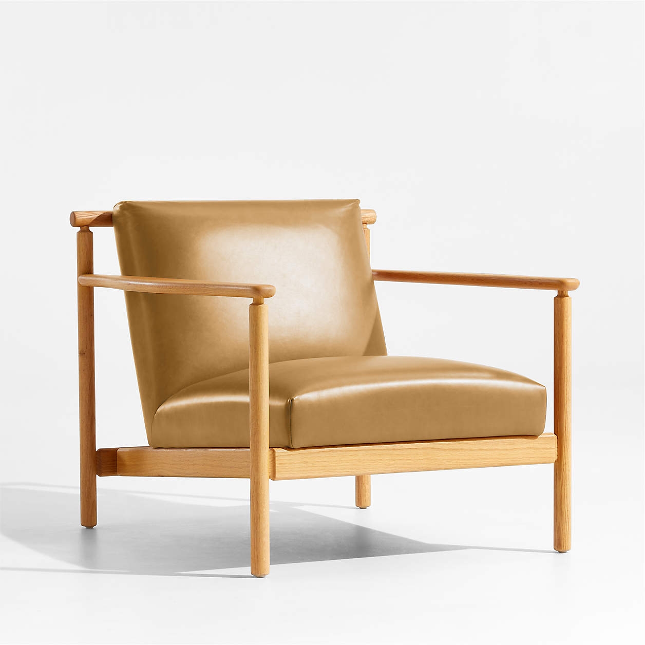 Ojai Leather Wood Frame Accent Chair - Image 1