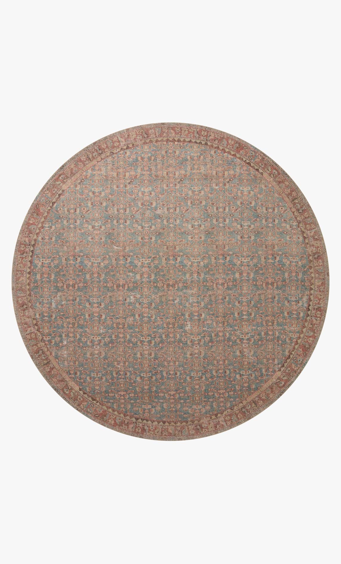 AUB-04 Blue / Terracotta 5'-0" x 5'-0" Round - Image 0