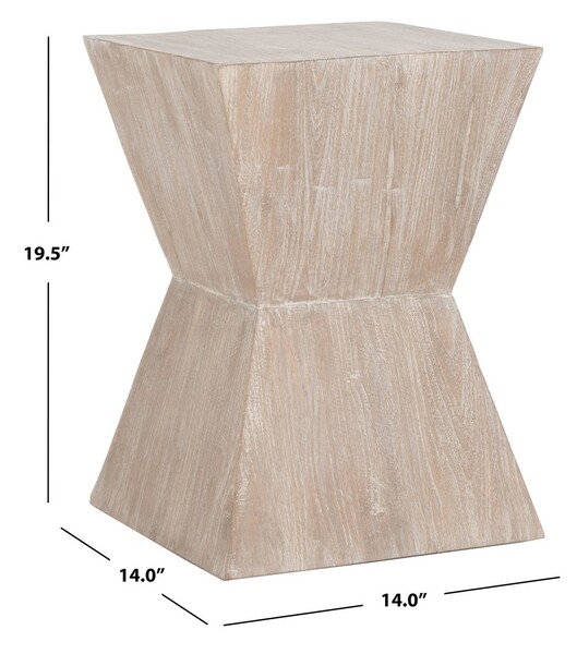 Natak Curved Oak Side Table - Pickled Oak - Safavieh - Image 5