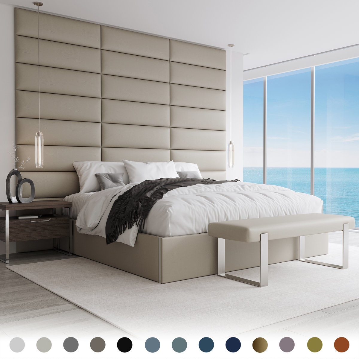 Vintage Leather Wall Paneling in Dusty Taupe - Image 3