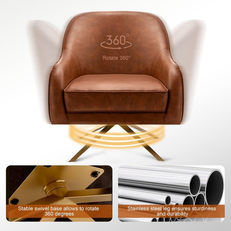 Caskey Leather Swivel Club Chair - Image 1