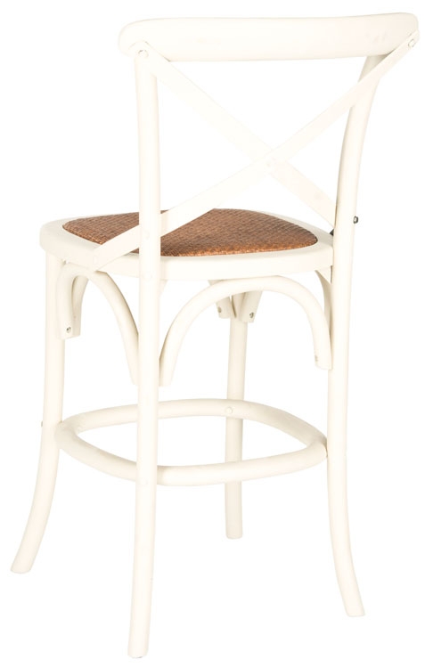 Franklin X Back Counter Stool - Distressed Ivory/Medium Brown - Safavieh - Image 2