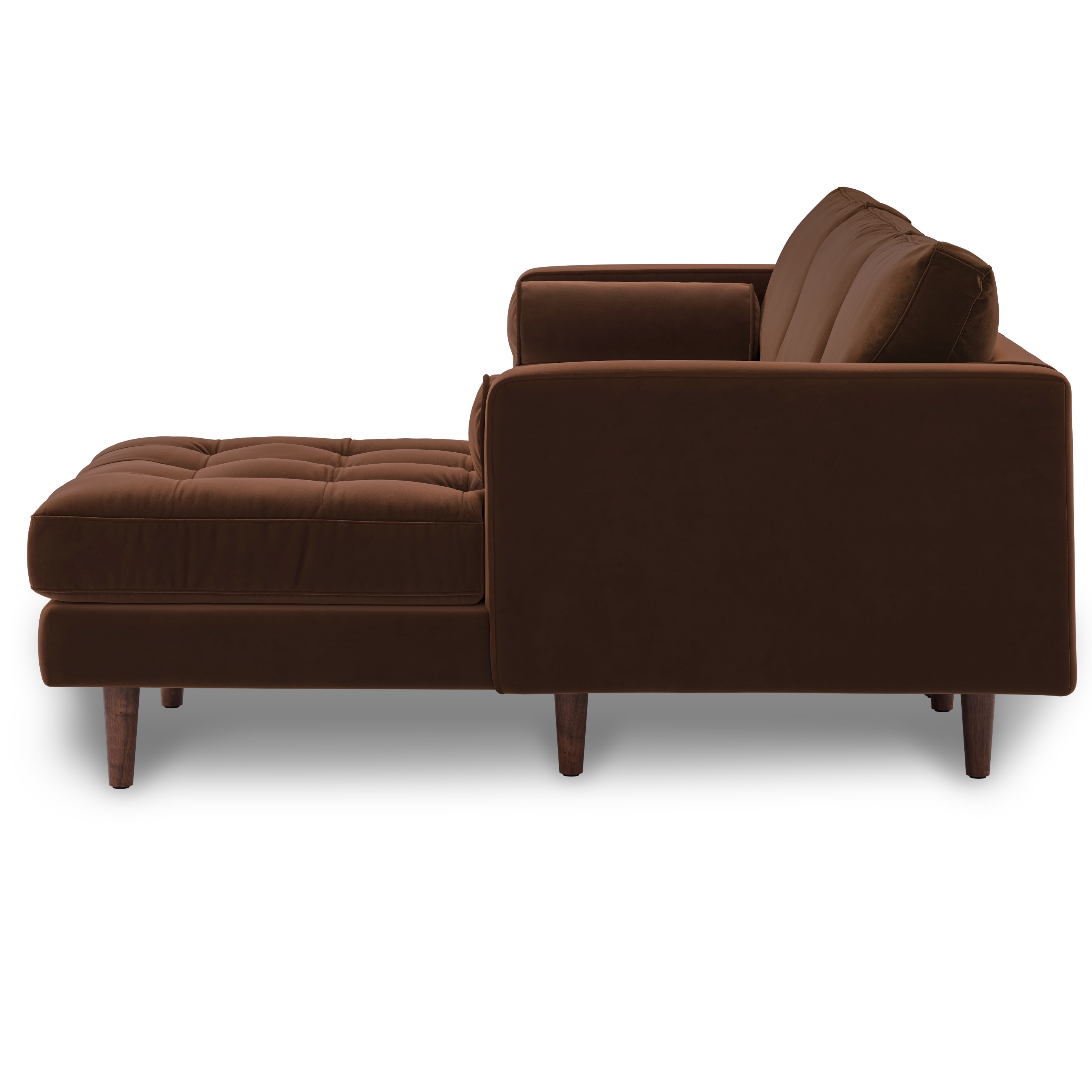 Sven 100" Tufted Velvet Right Sectional - Plush Pacific Brown - Image 2