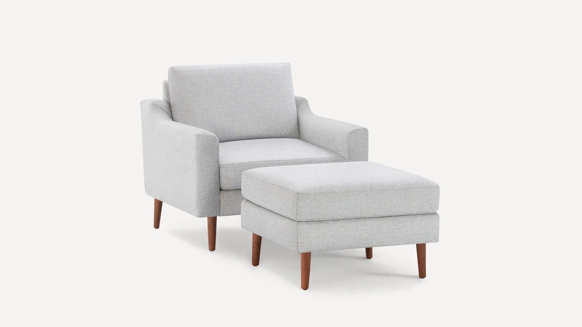 Nomad Armchair and Ottoman in Crushed Gravel, Leg Finish: WalnutLegs - Image 1