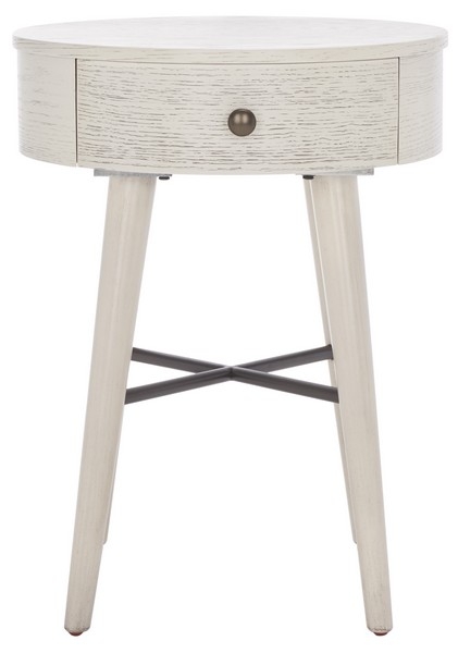 Scully 1 Drawer Nightstand - White Washed / Antique Gold - Safavieh - Image 0