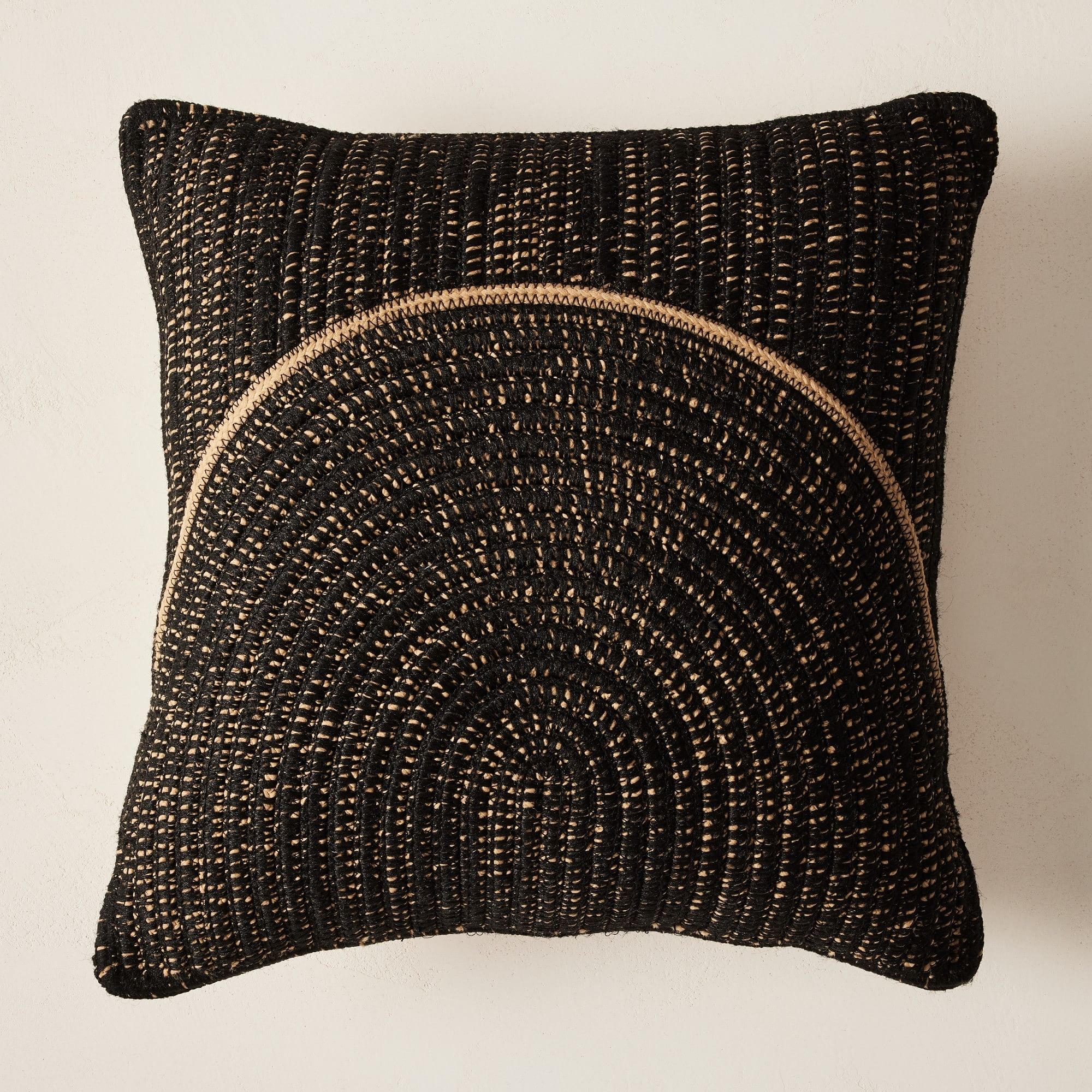 Outdoor Woven Arches Pillow, 20"x20", Black - Image 0