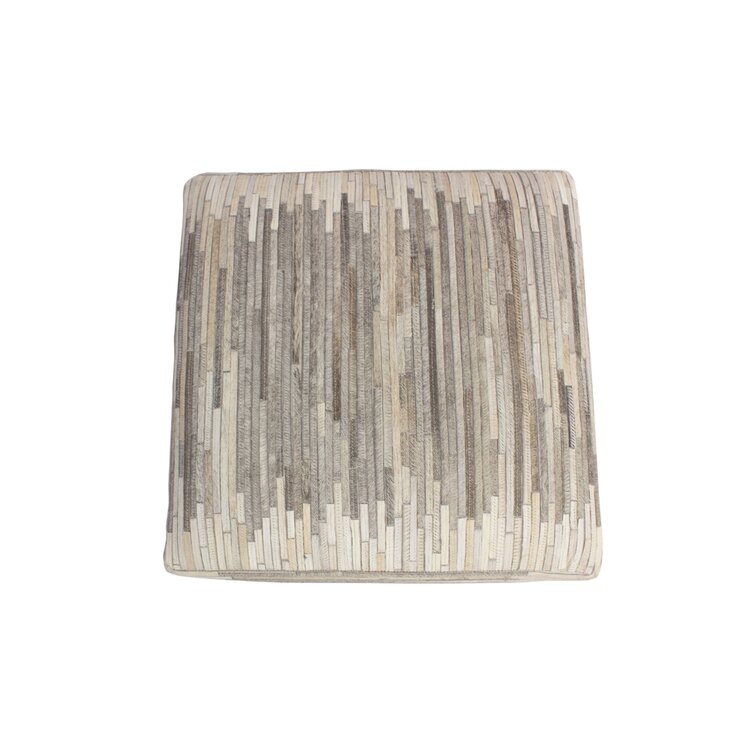 Golla 18" Wide Genuine Leather Square Geometric Pouf Ottoman - Image 2
