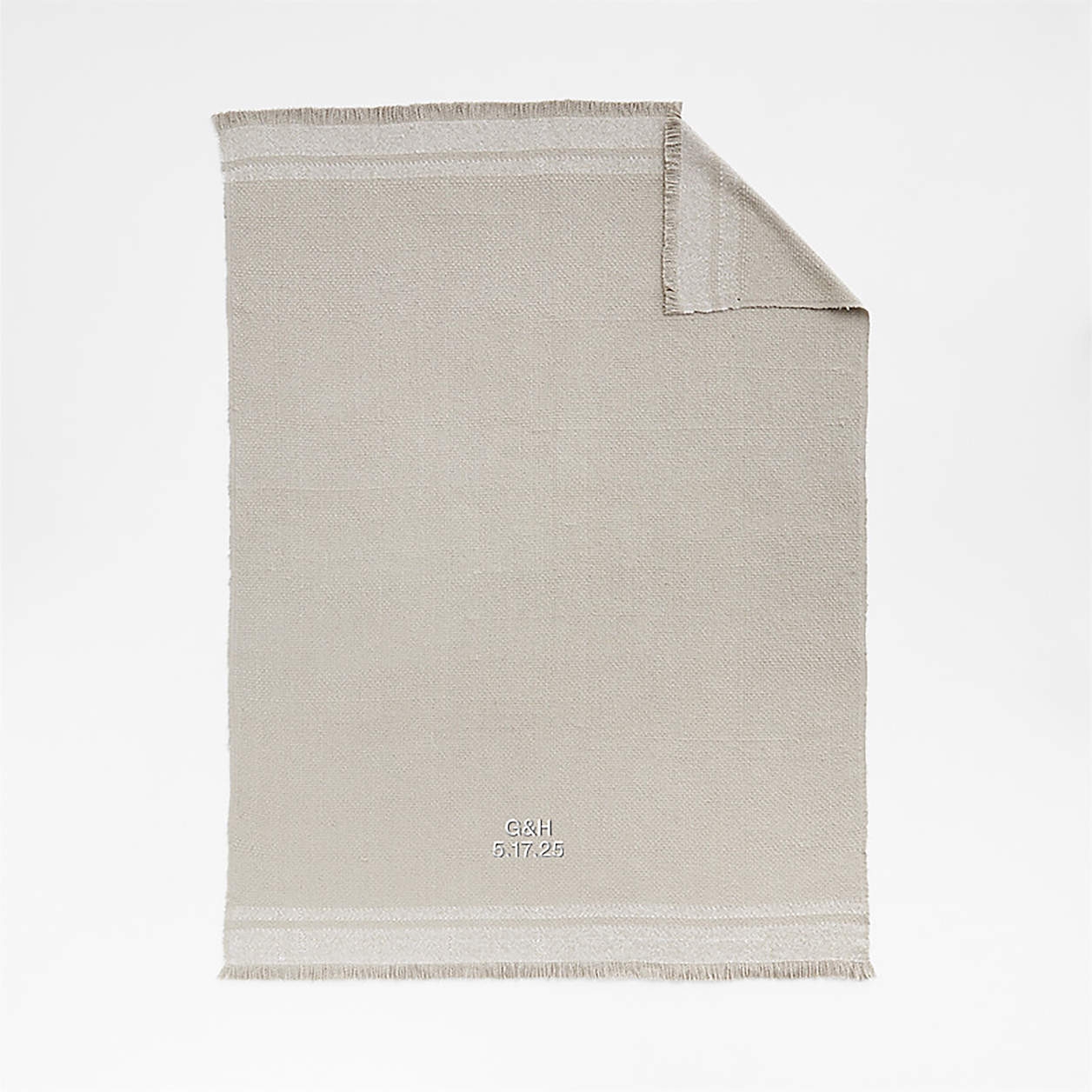 Weekend Sand Beige Organic Cotton 70"x55" Fringe Throw Blanket - Image 2