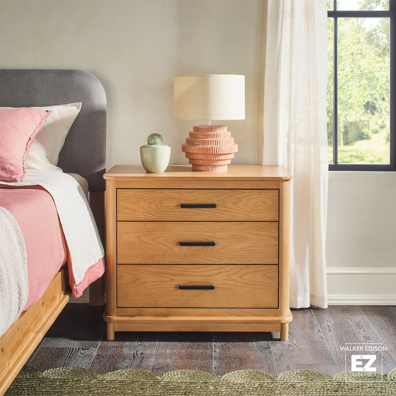 Annette Contemporary 3-Drawer Wood Nightstand - Image 0