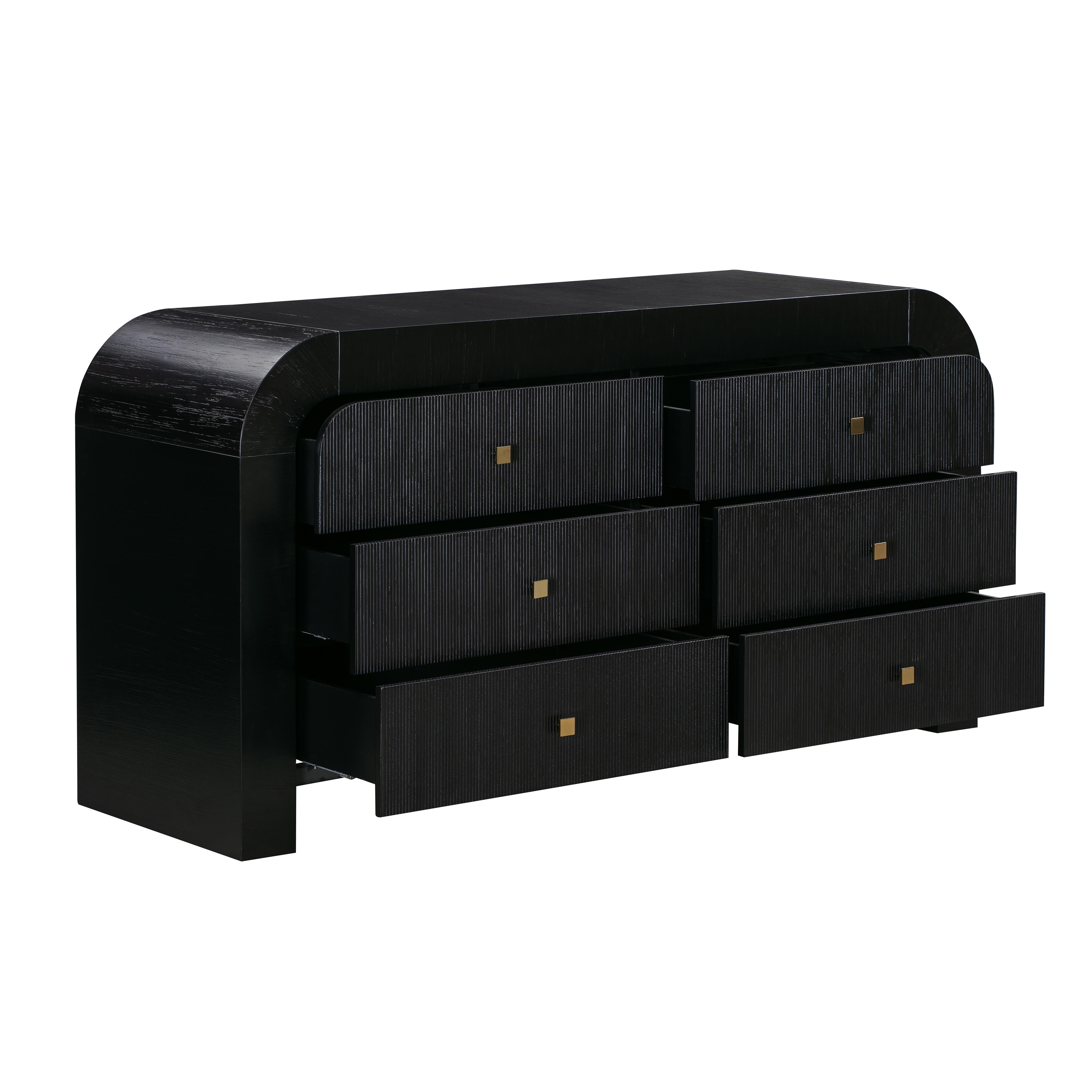 Hump 6 Drawer Black Dresser - Image 3