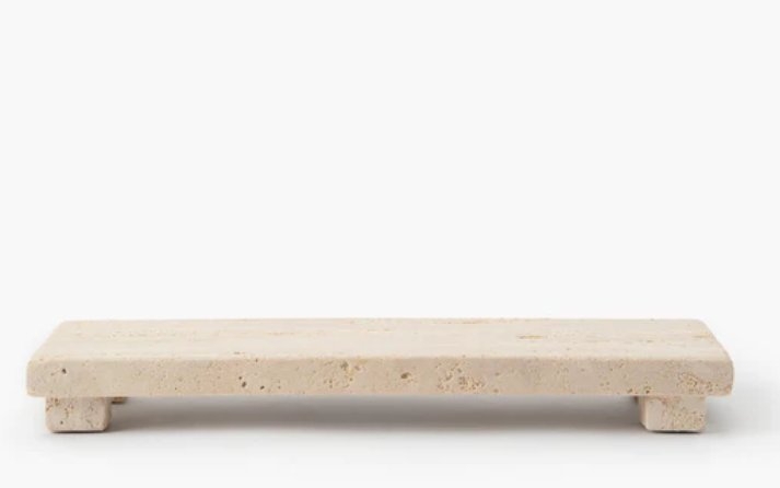 Beige Travertine Footed Serving Board - Image 0