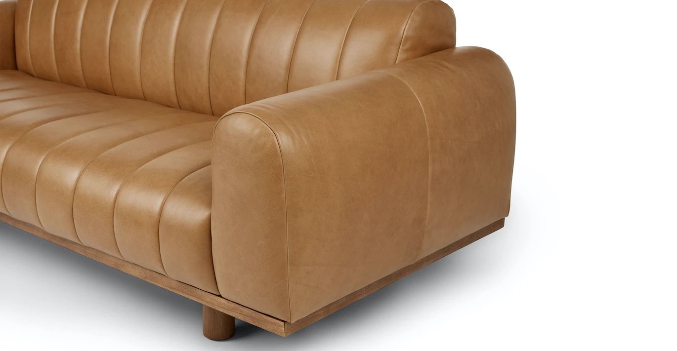 Texada 90.5" Tufted Leather Sofa - Taos Tan - Image 5